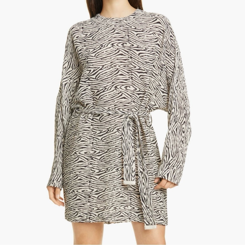Nanushka Hierro Zebra Print Long Sleeve Minidress, Small